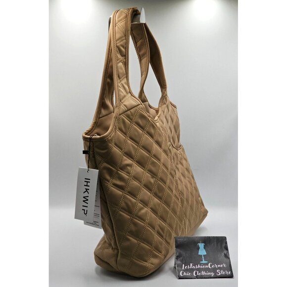 NWT HKWIP Women's Beige The Quilted Everyday Shopper Tote Bag Large  2924 - Picture 7 of 14